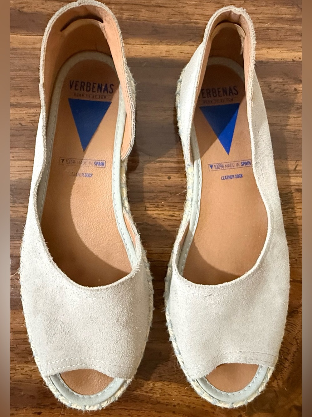 Verbenas Women's Cream Suede Espadrille Peep-Toe Flats